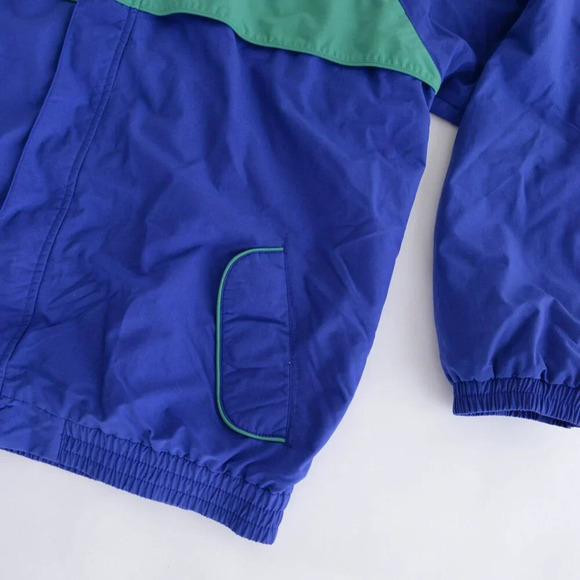 Vintage 90S Tourney Blue  And Green Lightweight Nautical Zip Up Nylon Jacket L - Picture 5 of 11